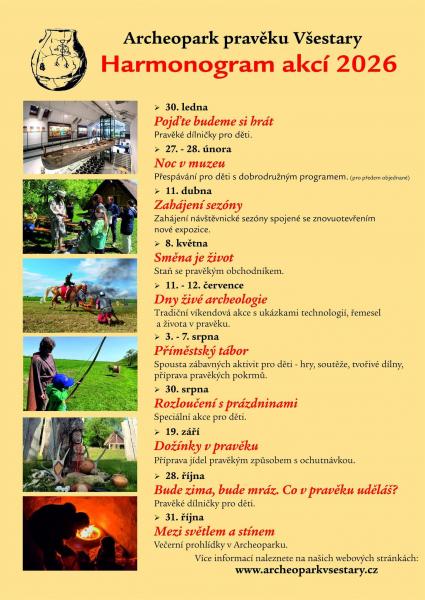 Přehled akcí v Archeoparku Všestary v roce 2026
