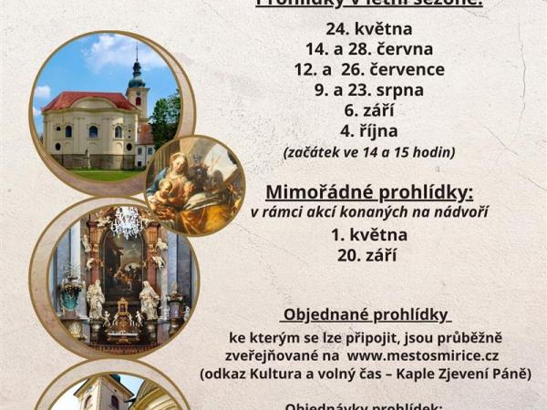 Prohlídky Zámecké kaple Zjevení Páně ve Smiřicích v roce 2026