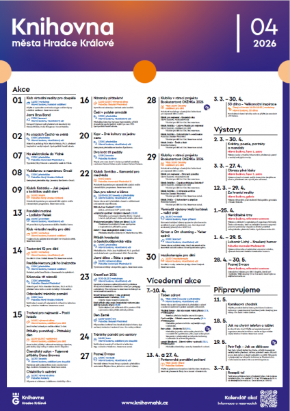 Program Knihovny města Hradce Králové na duben 2026