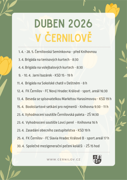 Duben 2026 v Černilově