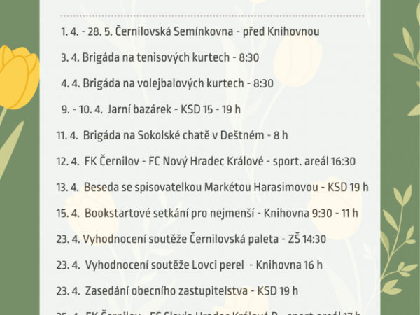 Duben 2026 v Černilově
