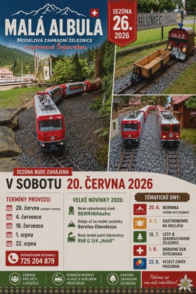 Chlumecká zahradní železnice Malá Albula - sezona 2026